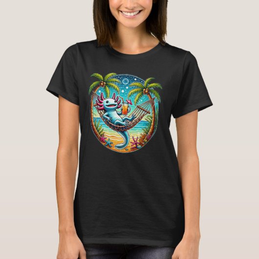 Funny Axolotl Hammock Beach T-Shirt (Vorderseite)