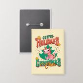 Funny Axolotl Joyful Holidays Weihnachtsjubeln Button (Vorderseite/Rückseite)