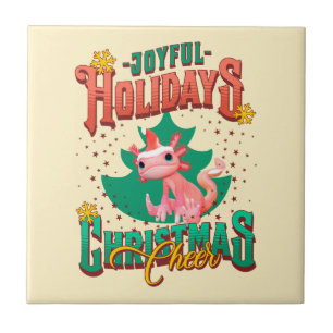 Funny Axolotl Joyful Holidays Weihnachtsjubeln Fliese