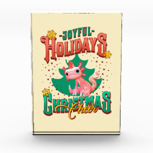 Funny Axolotl Joyful Holidays Weihnachtsjubeln Fotoblock