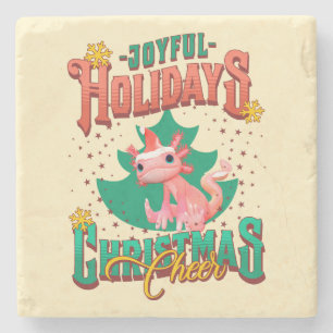 Funny Axolotl Joyful Holidays Weihnachtsjubeln Steinuntersetzer