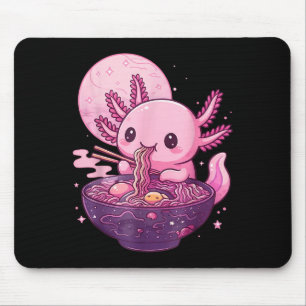 Funny Axolotl Noodle Anime Kawaii Axolotl Eating R Mousepad