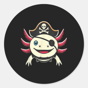 Funny Axolotl Pirate Niedlich Halloween Kostüm T-S Runder Aufkleber