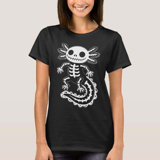 Funny Axolotl Skeleton Halloween Spooky Skull T-Shirt (Vorderseite)