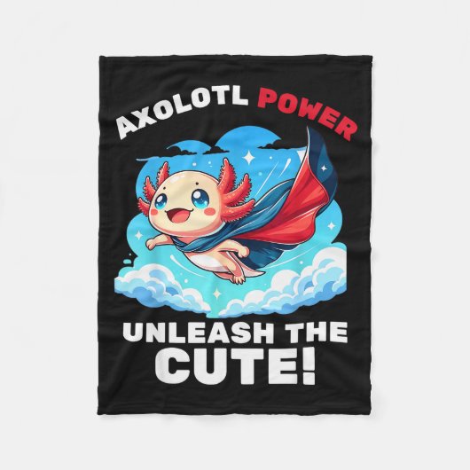 Funny Axolotl Superhero Kids Boys Girls Fleecedecke (Vorderseite)