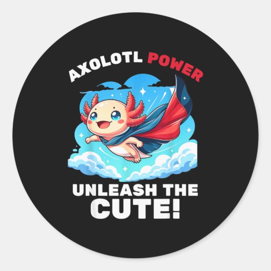 Funny Axolotl Superhero Kids Boys Girls Runder Aufkleber (Vorderseite)