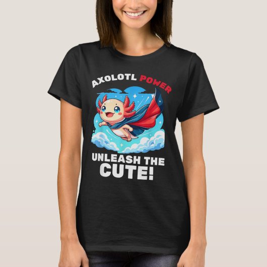 Funny Axolotl Superhero Kids Boys Girls T-Shirt (Vorderseite)