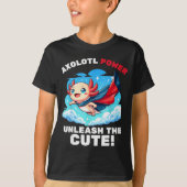Funny Axolotl Superhero Kids Boys Girls T-Shirt (Vorderseite)