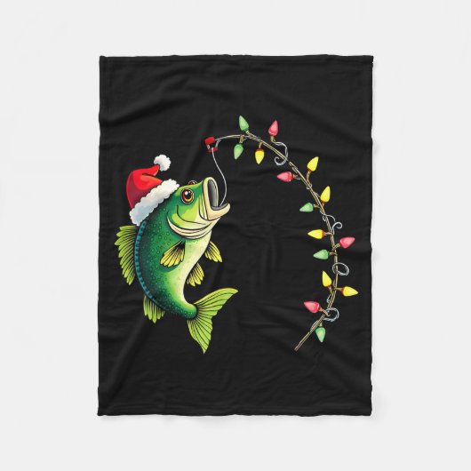 Funny B Fishing Santa Hat Christmas Pajama Fisherm Fleecedecke (Vorderseite)