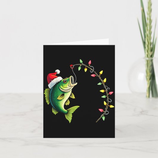 Funny B Fishing Santa Hat Christmas Pajama Fisherm Karte (Vorderseite)