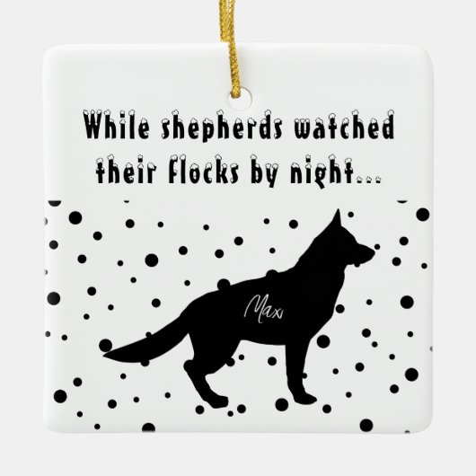 Funny B&W | Deutscher Schäferhund | ZollWeihnachts Keramikornament (Vorderseite)