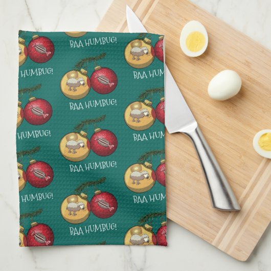 Funny Baa Humbug Sheep Christmas Cartoon Pattern Geschirrtuch (Viertel Falte)