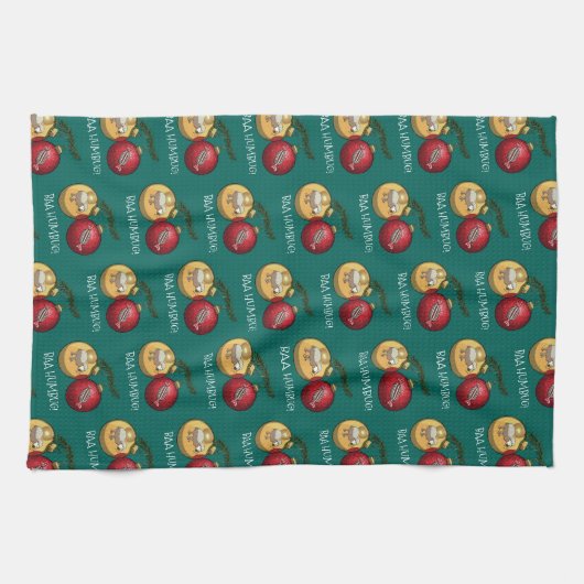 Funny Baa Humbug Sheep Christmas Cartoon Pattern Geschirrtuch (Horizontal)