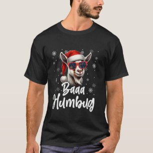 Funny Baaa Humbug Weihnachtsmannmütze Ziege Snowfl T-Shirt