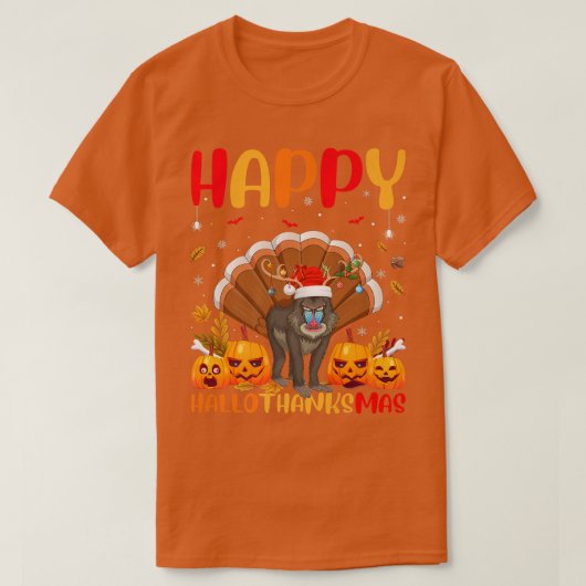Funny Baboon Animal Lover Happy Baboon HelloThanks T-Shirt (Design vorne)