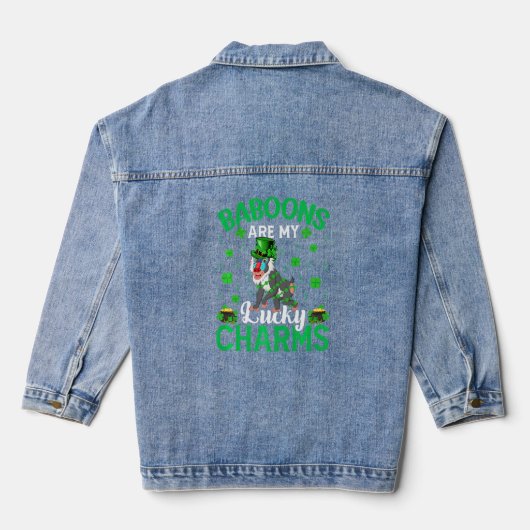 Funny Baboons sind meine glücklichen Charms Baboon Jeansjacke (Rückseite)