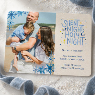 Funny Baby Blue Silent Night One Foto Feiertagskarte
