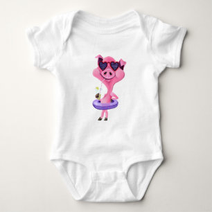 Funny Baby Bodysuit mit Happy Party Pig Baby Strampler