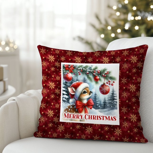 Funny Baby Deer Snowy Forest Kids Gift Christmas  Kissen (Funny Baby Deer Snowy Forest Kids Gift Christmas Pillow

)