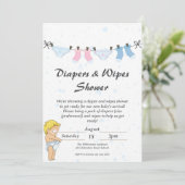 Funny Baby Diaper und Wipes Dusche Einladung (Stehend Vorderseite)