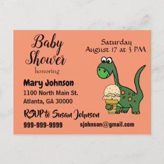 Funny Baby Dinosaur und Ice Cream Baby Dusche Einladungspostkarte
