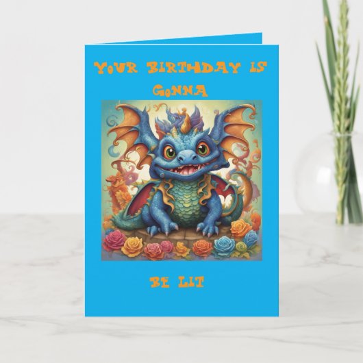 Funny Baby Dragon Birthday Greeting Karte (Vorderseite)