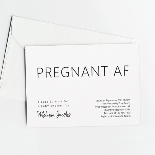 Funny Baby Dusche Schwangere AF Einladung