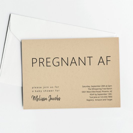 Funny Baby Dusche Schwangere AF Einladung
