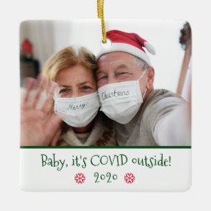 Funny Baby Es ist Covid Outside Foto Snowflake Keramikornament