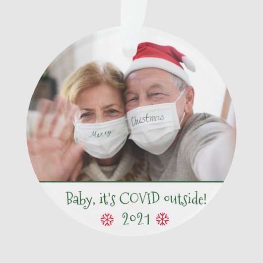 Funny Baby Es ist Covid Outside Foto Snowflake Ornament (Vorderseite)