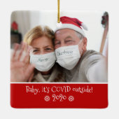 Funny Baby Es ist Covid Outside Foto Snowflake Red Keramikornament (Rückseite)