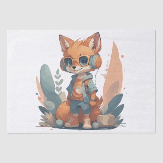 Funny Baby Fuchs Kopfhörer Seidenpapier (Vorderseite)