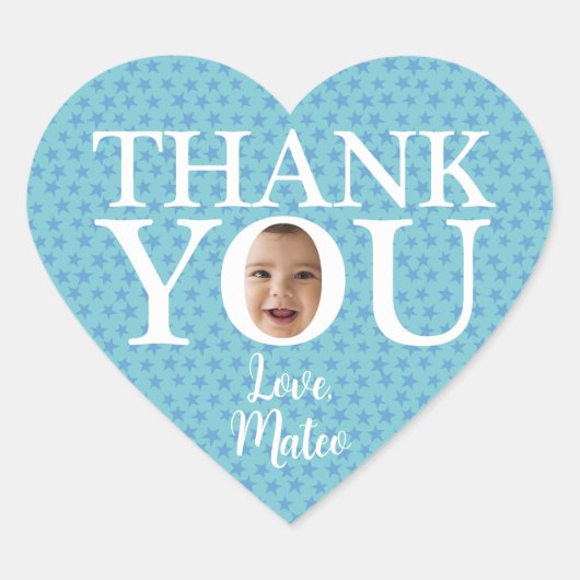Funny Baby Gesicht blau Danke Sticker (Vorderseite)