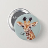 Funny Baby Giraffe Personalisiert Button (Vorne & Hinten)