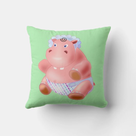 Funny Baby Hippo Throw Kissen (Rückseite)