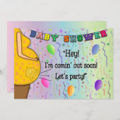 Funny Baby Ich komme aus Party Cartoon einladen Einladung (Vorne/Hinten)