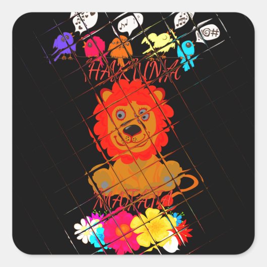 Funny Baby Lion King: Hakuna Matata Art Design Quadratischer Aufkleber (Vorderseite)