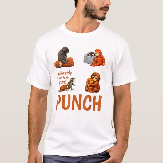 Funny Baby Monkey Punch Cute Primate Humor T-Shirt (Vorderseite)