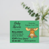 Funny Baby Moose Baby Dusche Einladungspostkarte (Stehend Vorderseite)
