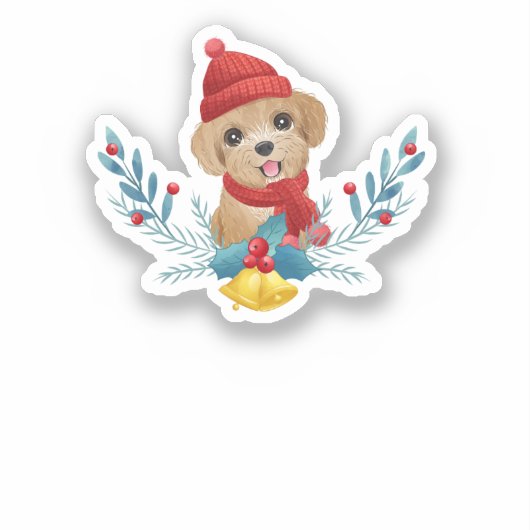 Funny Baby Poodle Dog Weihnachtsgeschenk Aufkleber (Vorderseite)