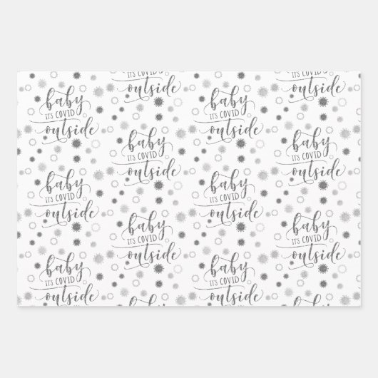 Funny BABY SEIN GEDECKTER AUSSERHALB Silber Glitze Geschenkpapier Set (Vorderseite 2)