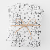 Funny BABY SEIN GEDECKTER AUSSERHALB Silber Glitze Geschenkpapier Set (Beispiel)