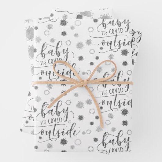 Funny BABY SEIN GEDECKTER AUSSERHALB Silber Glitze Geschenkpapier Set (Beispiel)