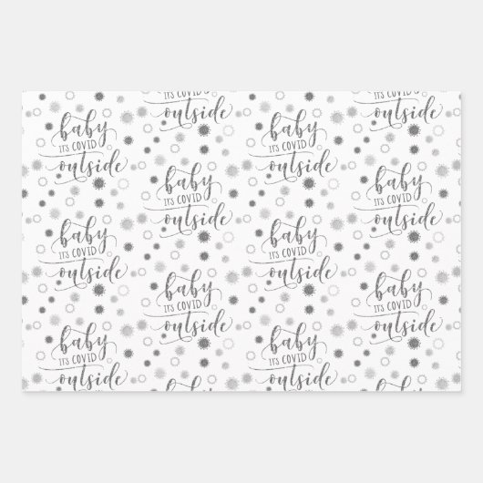Funny BABY SEIN GEDECKTER AUSSERHALB Silber Glitze Geschenkpapier Set (Vorderseite)