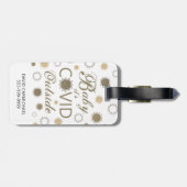 Funny BABY SEINE KOVID AUSSERHALB Typografie Gold Gepäckanhänger (Rückseite horizontal)