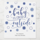 Funny BABY SEINE KOVID OUTSIDE Typografie Blauer N Weinetikett (Einzelnes Label)