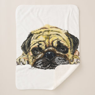 Funny Baby Sherpa Blanket Mops Dog - Ihre Farben Sherpadecke