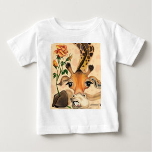 Funny Baby T - Shirt Gentleman Giraffe mit Rose