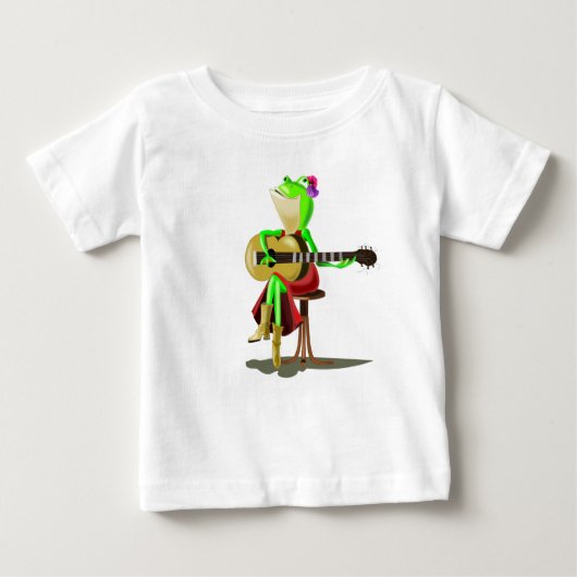 Funny Baby T - Shirt mit Frog Playing Guitar (Vorderseite)