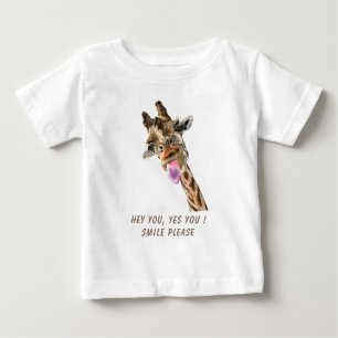 Funny Baby T - Shirt Playful Giraffe - Custom Text